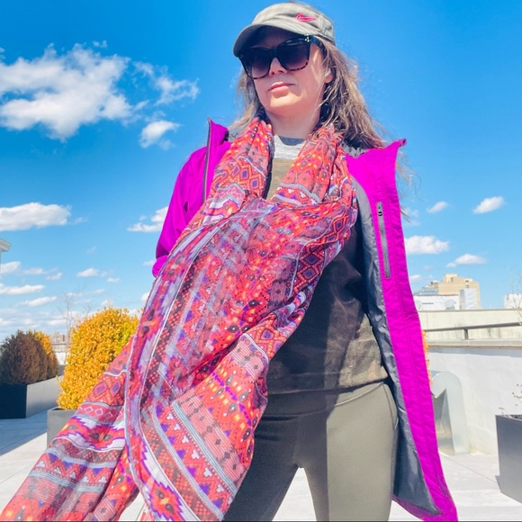 Anthro Tribal Western Hippi Patchwork Pattern Blanket Scarf - Picture 11 of 16